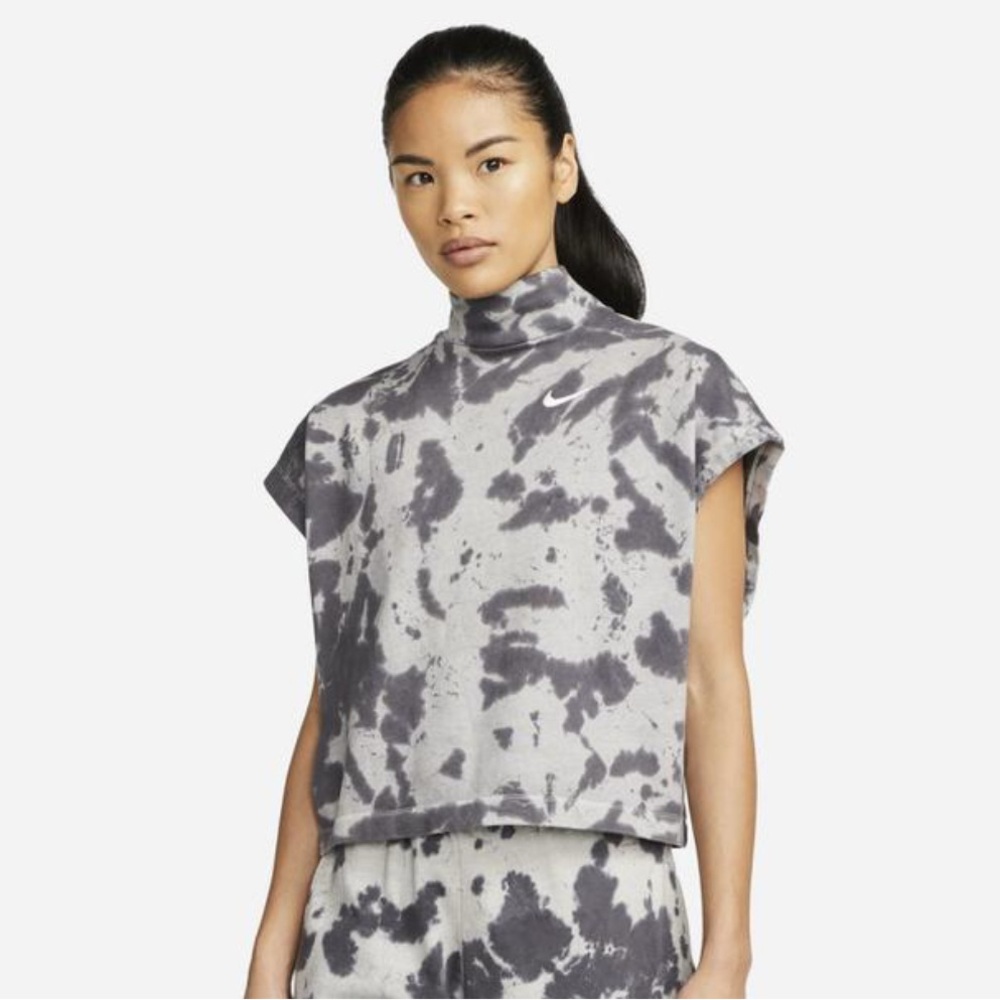 Nike Gray Tie Dye Washed Oversized Jersey Top